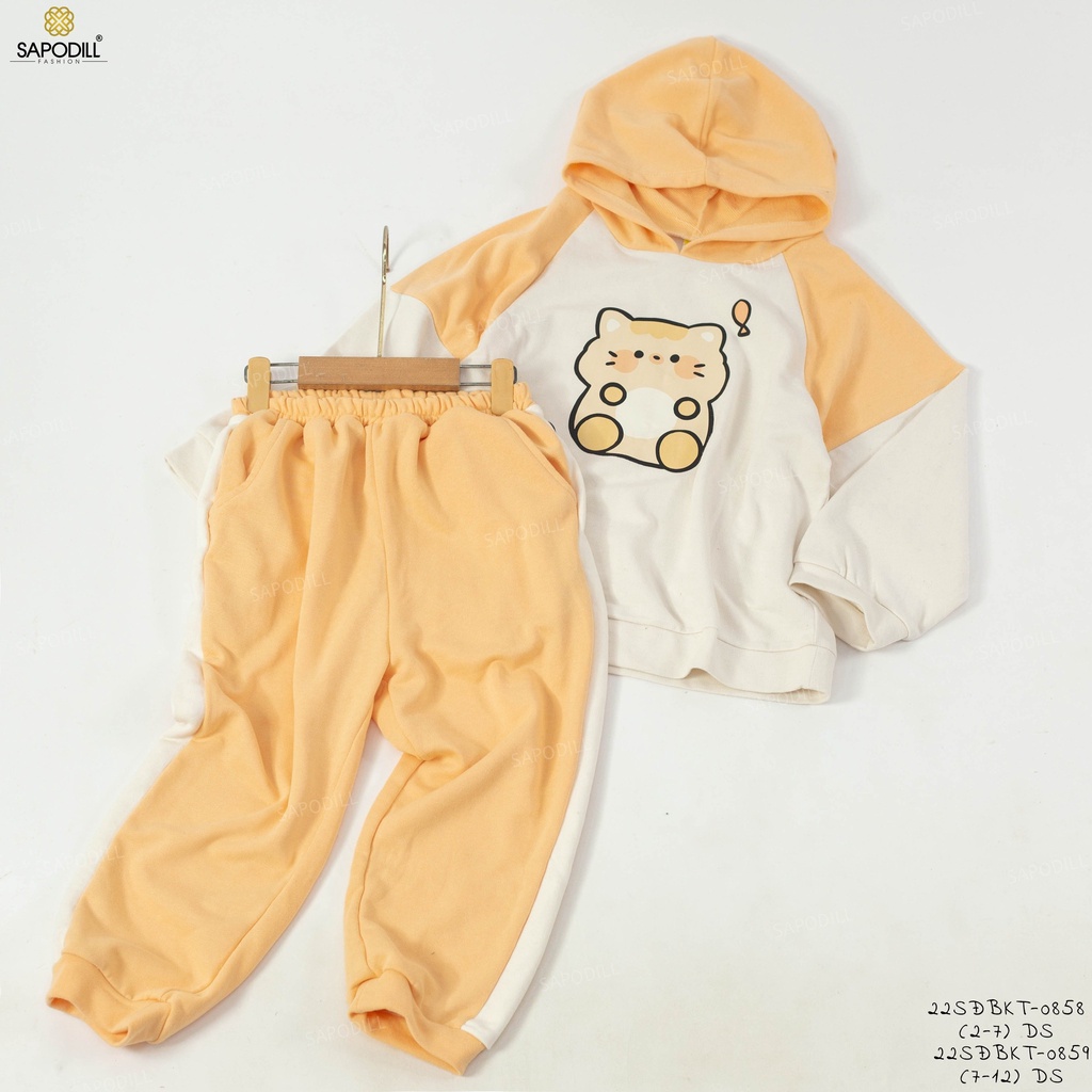 Bộ dài cotton thu đông bé gái hoạt hình dễ thương 12-25kg