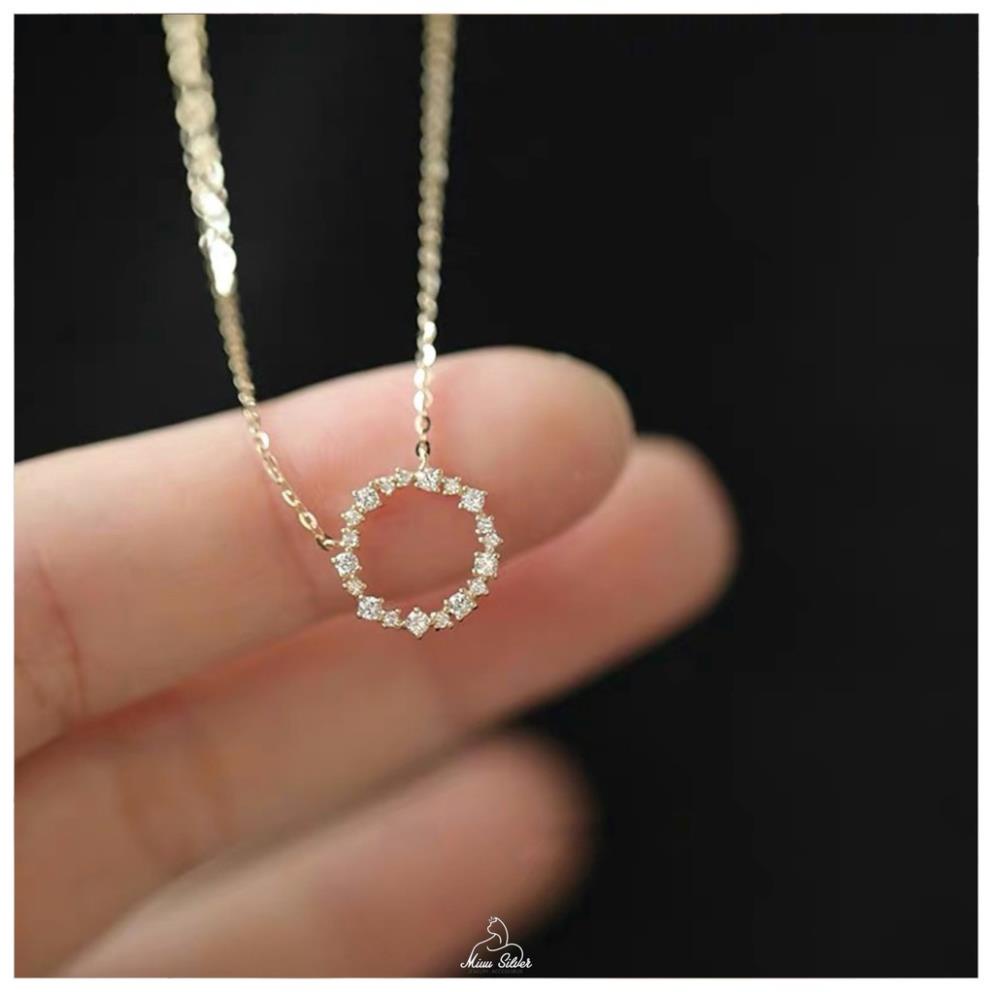 Dây chuyền nữ mạ vàng 14K không phai mặt tròn đính đá sang trọng