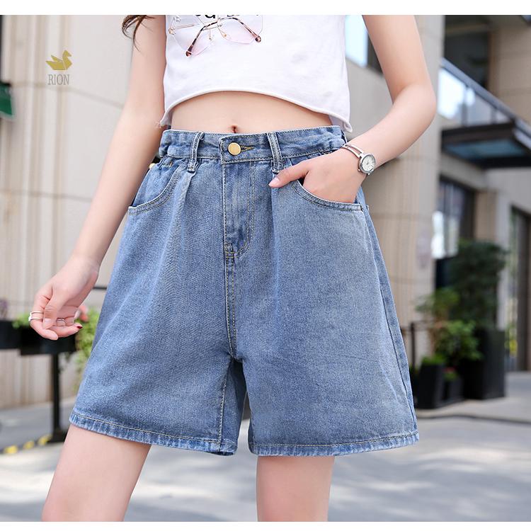 Quần short denim lưng cao phong cách Hàn Quốc
