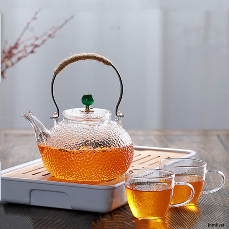 Ấm Trà Thủy Tinh Với Tay Cầm Bằng Đồng Dung Tích Lớn 900Ml