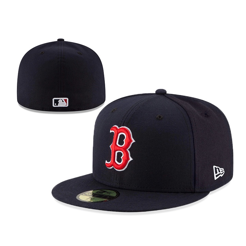Mũ 59FIFTY Unisex Boston Red Sox màu đen, snapback flat vành, thiết kế full fit