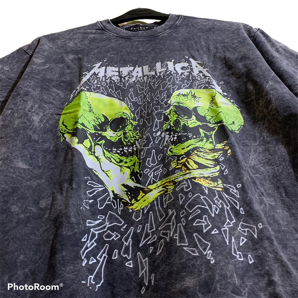 Áo thun Đen Wash màu Metallica - Vintage Rock Wash Tee size Âu (ảnh thật)