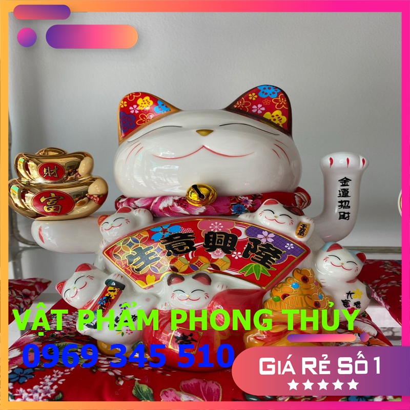 Mèo thần tài vẩy tay, mèo tài lộc may mắn phong thủy