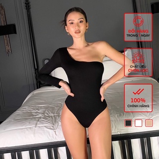 Áo Lệch Vai Dài Tay Bodysuit Nữ Busy Hai Lớp Thun Dẻo Co Giãn Ôm Sát MTB
