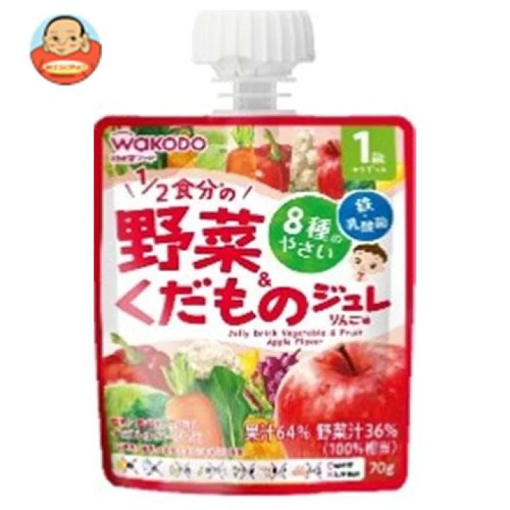 Nước ép trái cây, rau củ dạng thạch, rau câu Wakodo Nhật Bản cho bé từ 1 tuổi 70G