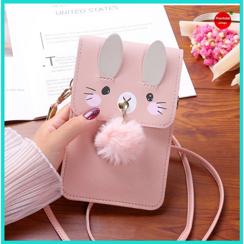 Túi đựng điện thoại nhỏ gọn mặt mèo xinh xắn đi chơi dạo phố thời trang TD0099