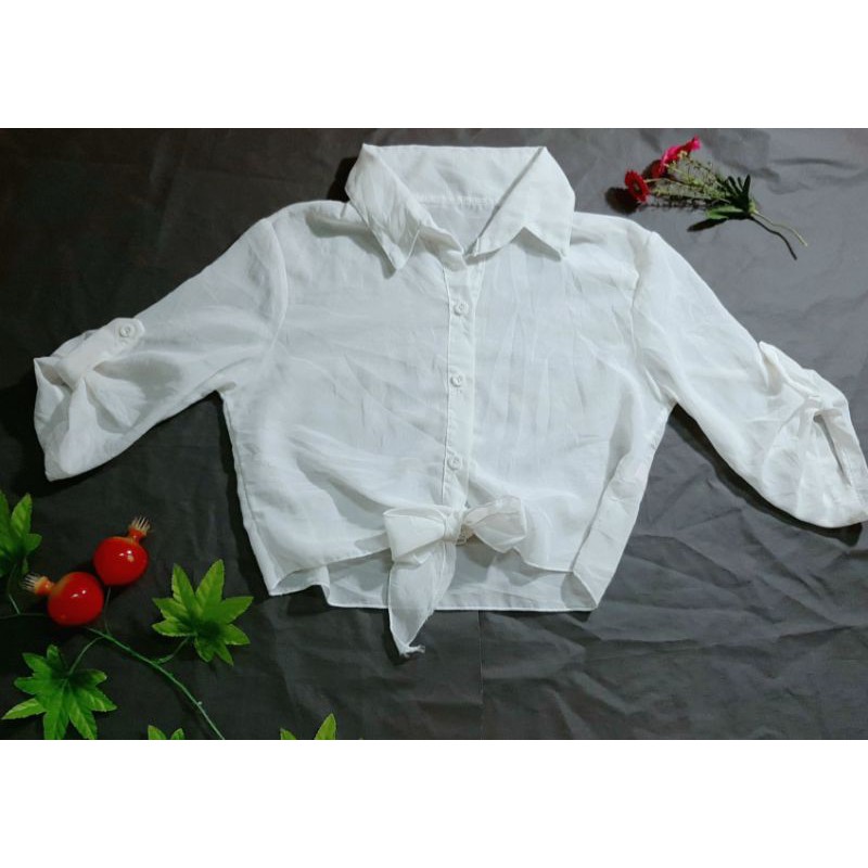 Sơ mi crop top voan 2hand
