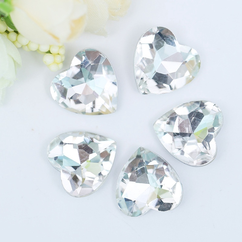 Set 50 đá pha lê tự làm trang sức 8mm hình trái tim nhiều màu sắc