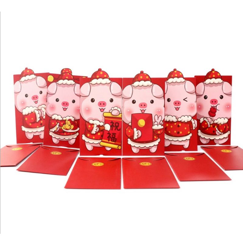 Qj Set 6 Bao Lì Xì Đỏ Phong Cách Trung Hoa Truyền Thống Hongbao Làm Quà Tặng