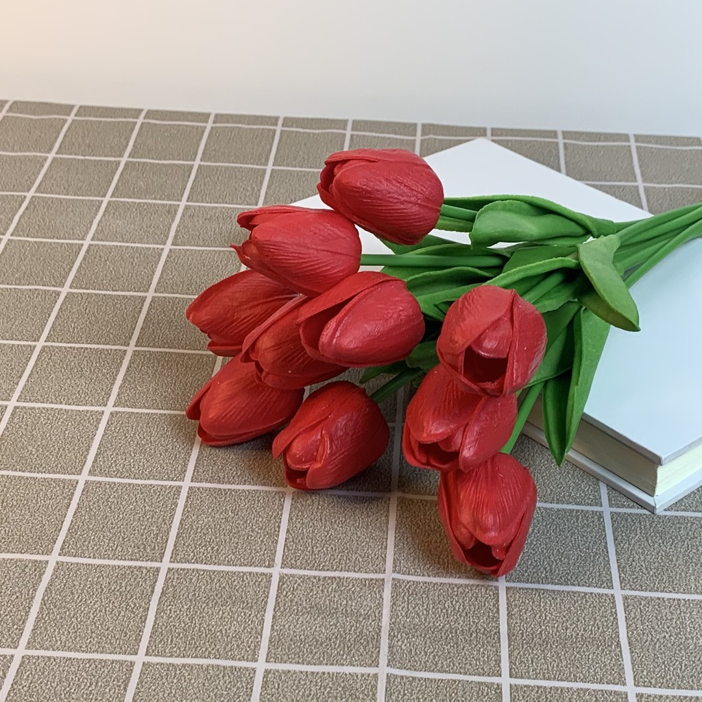 Hoa giả, hoa tuylip, hoa trang trí, decor nhà cửa Karot chất liệu PU, màu sắc tươi sáng