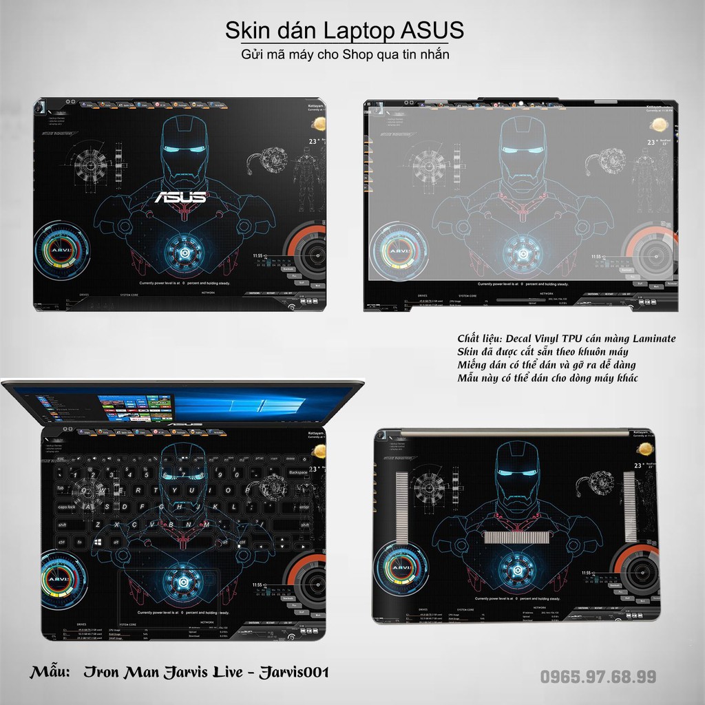 Skin dán Laptop Asus in hình Jarvis (inbox mã máy cho Shop)