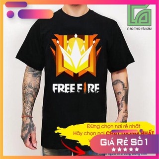 🔥Siêu Rẻ🔥 (HOT)  Áo Thun đen Free Fire Rank thách đấu logo huyền thoại