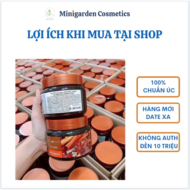 Tẩy da chết toàn thân quế hồi cà phê Exclusive Cosmetics Nga, tẩy tế bào chết toàn thân 380g