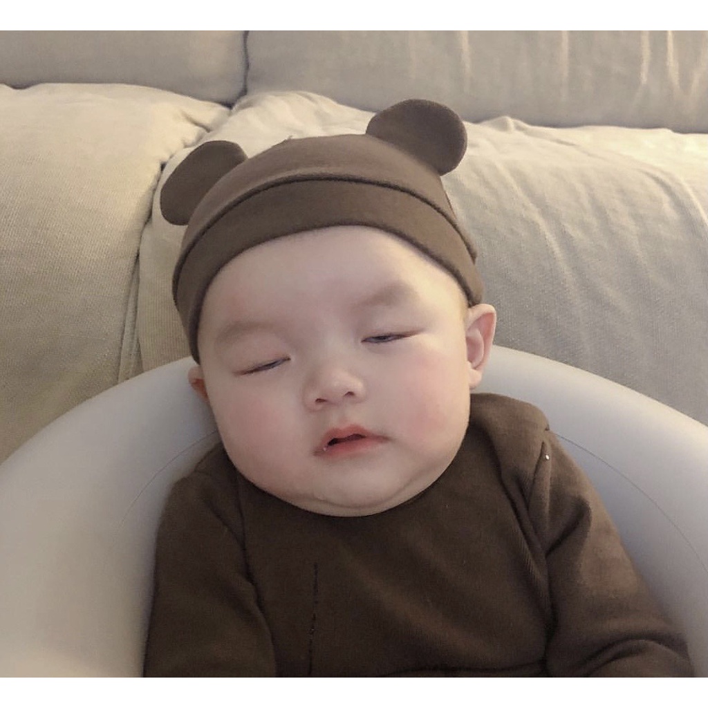 Mũ nỉ tai gấu cute cho bé 0-1 tuổi