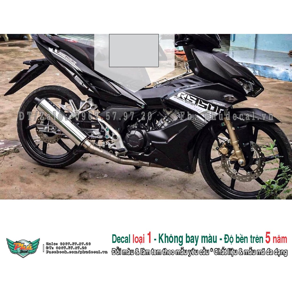 Tem rời xe Winner X đen nhám Rs Trắng (A)