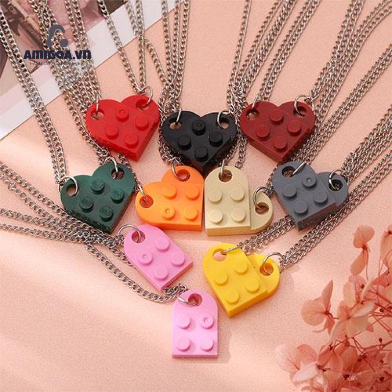 Vòng cổ Mặt Hình Trái Tim Có Thể Tháo Rời Phong Cách Hip Hop Thời Trang Cho Cặp Đôi