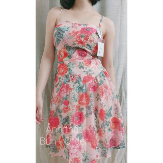 Váy 2 dây hoa cúp ngực chất vải cát hàn bay bổng - Kèm ảnh thật ( Hàng order vui lòng suy nghĩ kỹ, không hủy ngang)