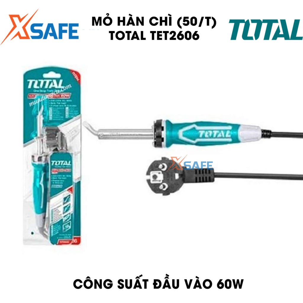 Mỏ hàn chì TOTAL TET2606 công suất 60W  Hàn nhiệt cầm tay điện áp 220-240V, làm nóng từ 3-5ph - Chính hãng