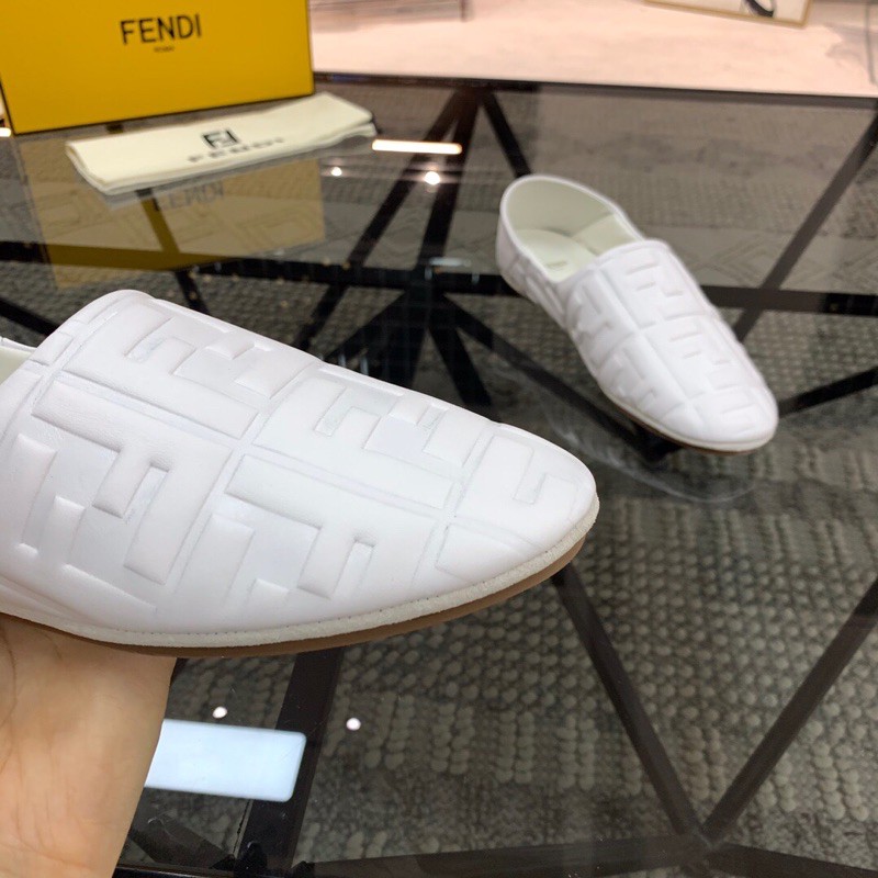 Giày lười nam thương hiệu Fendi FD da thật cao cấp logo in nổi độc đáo