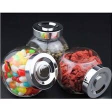 HŨ THỦY TINH NGHIÊNG HAI ĐÁY - NẮP XI BẠC