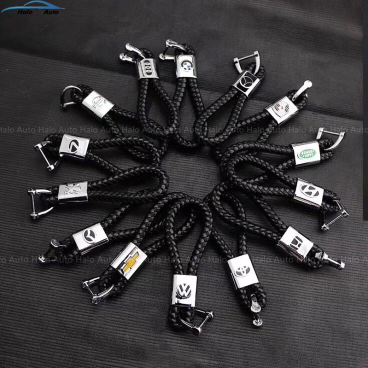 Móc khóa dây da thiết kế hình logo xe hơi tiện dụng