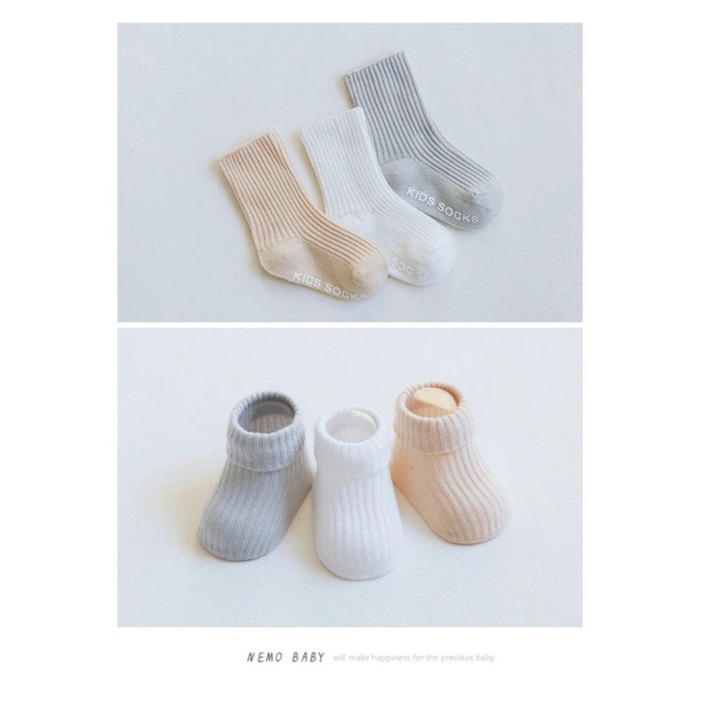 Set Tất Cao Cổ Cố Chống Trơn Cho Bé, Vơ Tất Hàn Cotton Nemo Baby phong cách Vintage Cho Bé Từ 0 - 5 Tuổi S3T