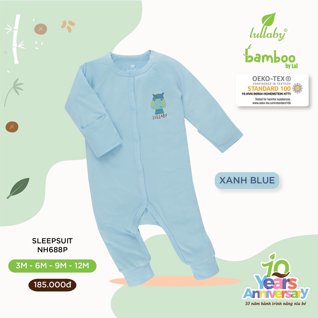 Body liền quần, sleepsuit sợi tre Lullaby NH688P