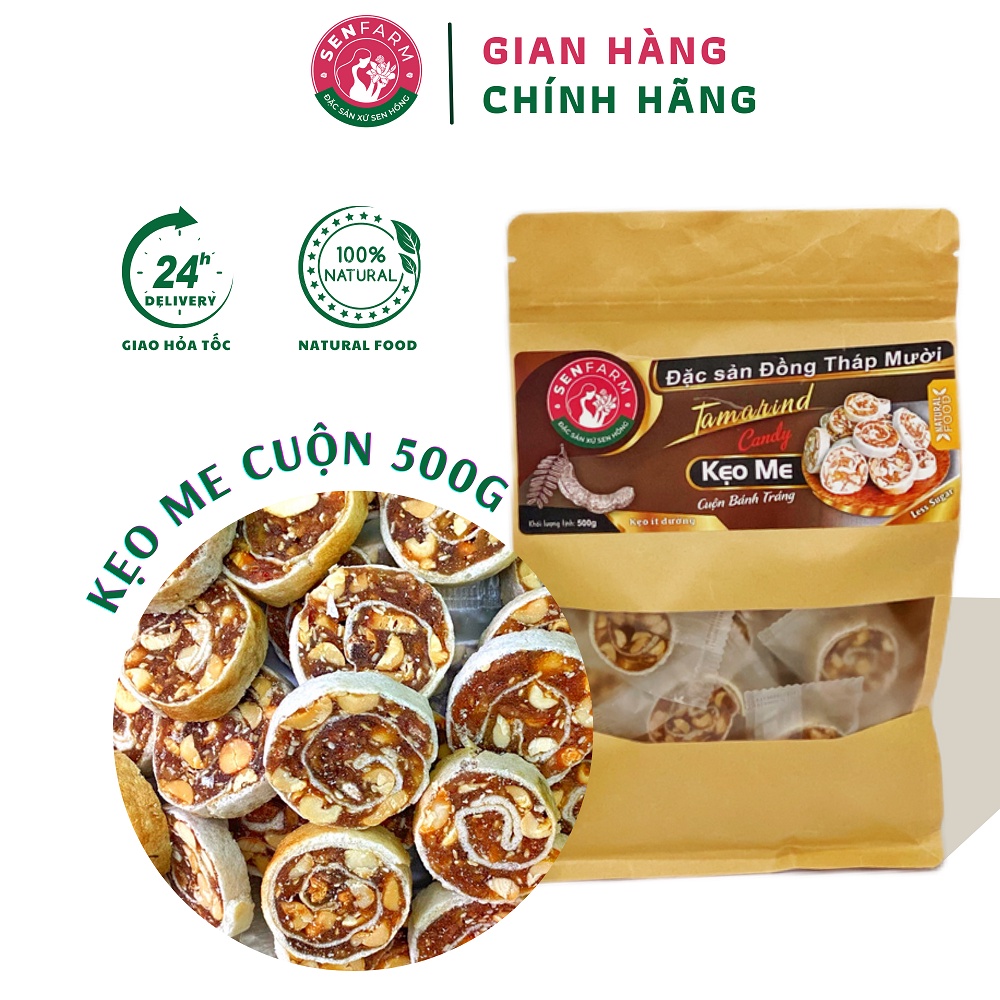 Kẹo Me cuộn bánh tráng Senfarm ít đường bịch 500g