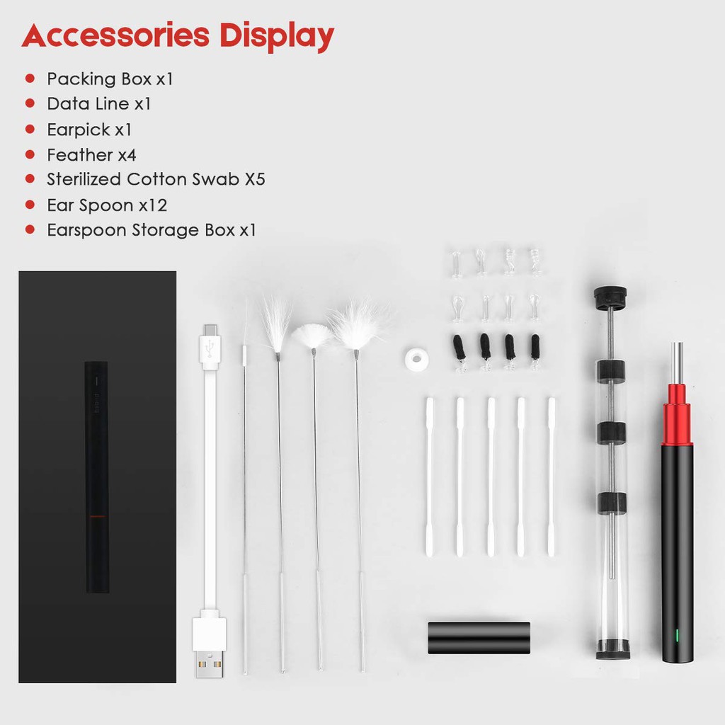 Dụng Cụ Lấy Ráy Tai Thông Minh Cảm Biến Bebird Camera Nội Soi Không Dây WiFi 6 Đèn LED và HD 1080P 2Megapixels