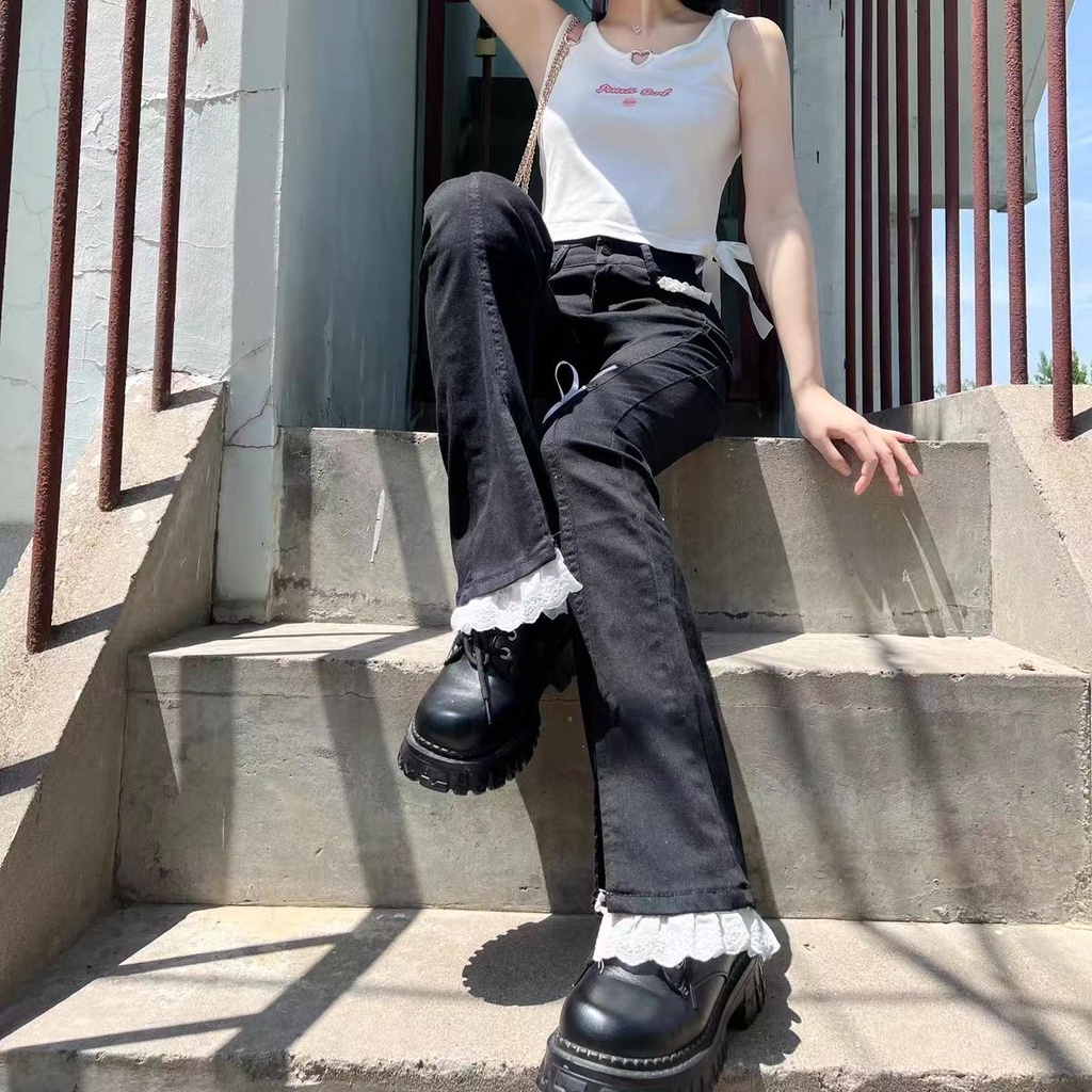 Quần Jeans Cột Dây Dáng Ôm Co Giãn Xẻ Tà Nhẹ Nhàng Phong Cách Mới Mùa Hè Cho Nữ