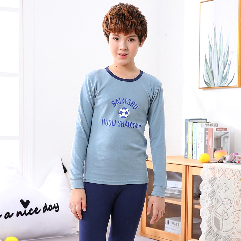 8-18Yrs Teen Boys Bear Sleepwear Soft Breathable Homewear Sleep Shirt Kids Girl 2pcs Cartoon Cotton Pyjamas