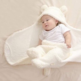 Chăn Ủ cho bé , Ủ gấu trắng lông cừu cho bé sơ sinh_Happybear