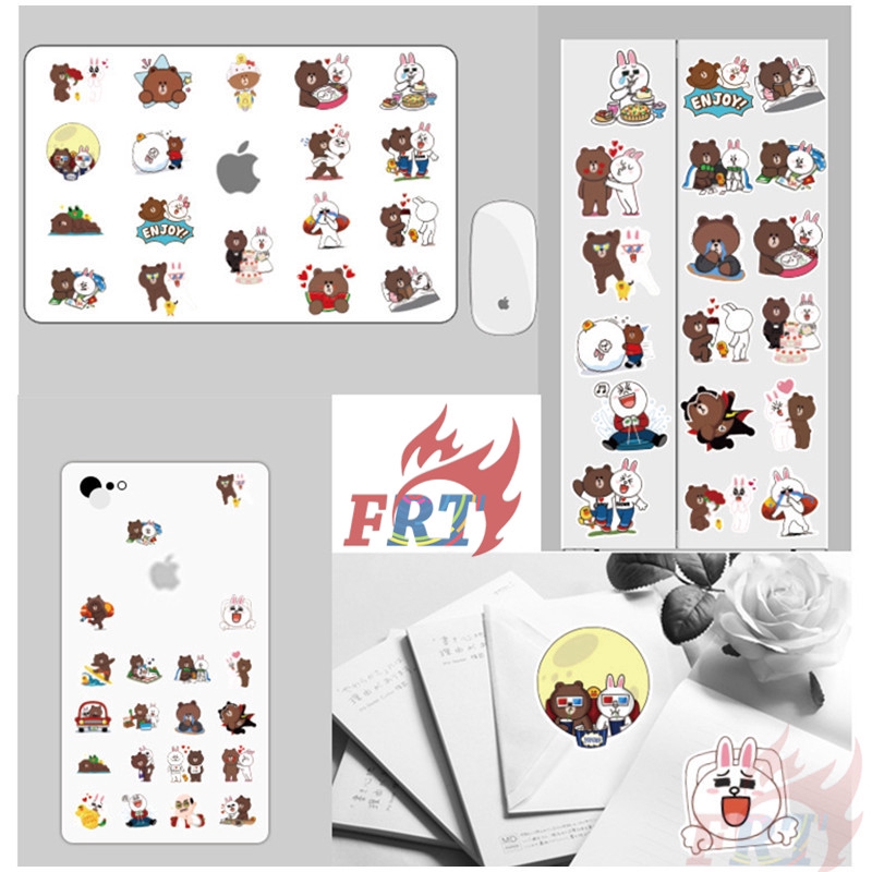 ❉ Line Town - Cony Rabbit &amp; Brown Bear Giấy và decal dán tường ❉ 36Pcs/Set DIY Decals Stickers for Diary Laptop