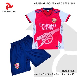 [ĐỒ ĐÁ BANH DỄ THƯƠNG CHO BÉ] Bộ quần áo đá banh Arsenal đỏ Fanmade cho bé trai và bé gái - Thoáng Mát - Thoải Mái