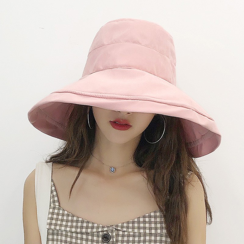 Nón Vải Chống Nắng Màu Trơn Vành Rộng Style Retro RQN1773