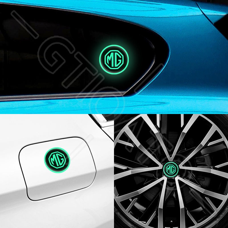 GTIOATO Ánh Sáng Ban Đêm Decal DáN Xe MiếNg DáN ChốNg NưỚC Ô Tô Tem Logo DáN Xe Bánh Xe Nắp Bình Xăng Bát Cửa Cảnh Báo HìNh DáN Xe Trang Trí Ô Tô Cho MG MG5 EP ZS 5 HS