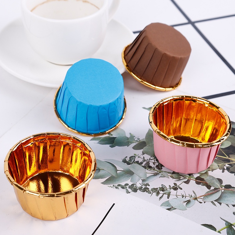 Set 50 Cốc Giấy Nhôm Làm Bánh Cupcake / Muffin Nhiều Màu Trang Trí Tiệc Cưới / Sinh Nhật