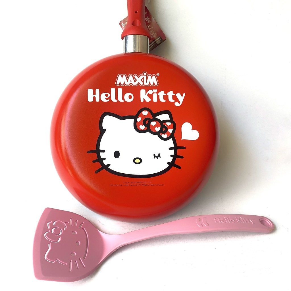 Chảo chống dính nhập khẩu cao cấp Hello Kitty, màu đỏ/ hồng, kích thước 20cm, 22cm, 24 cm
