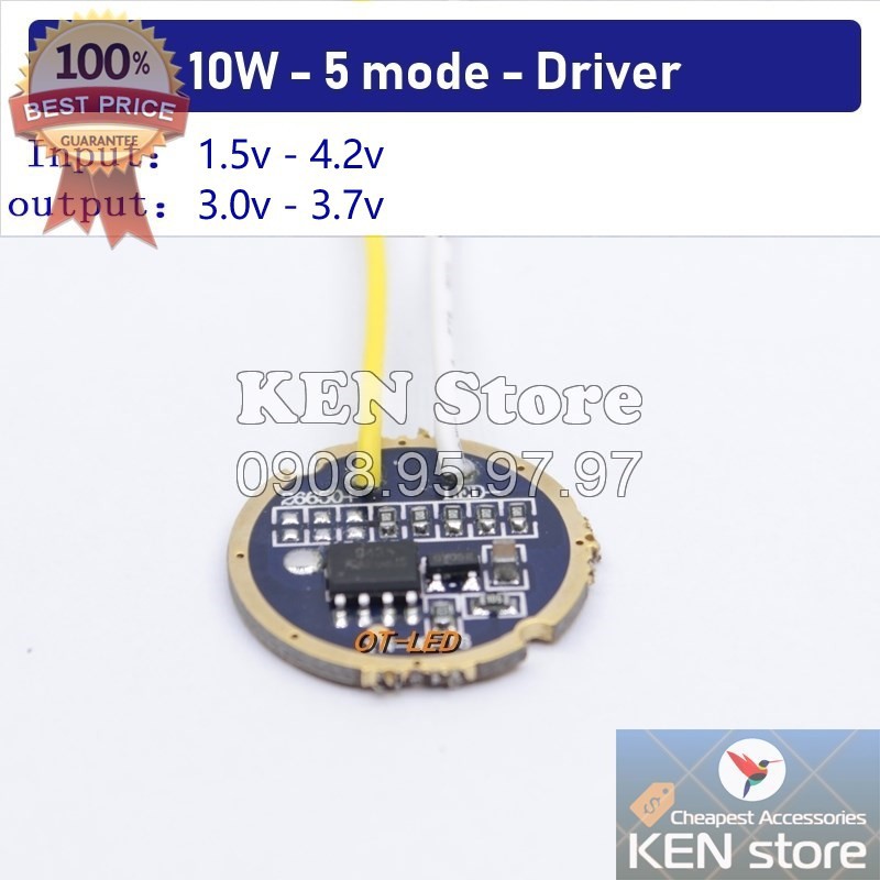 Led driver, nguồn 5W 10W in 3V-4.2V (1 pin 18650), out 3.7V dành cho chip XPE / Q5 XML T6 XML2 U2...