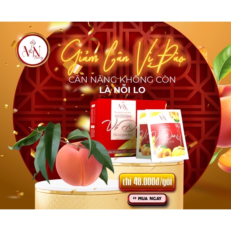 Trà Giảm Cân Vị Đào- Giảm cân an toàn - không bị mệt - không tác dụng phụ - 1 hộp 15 gói