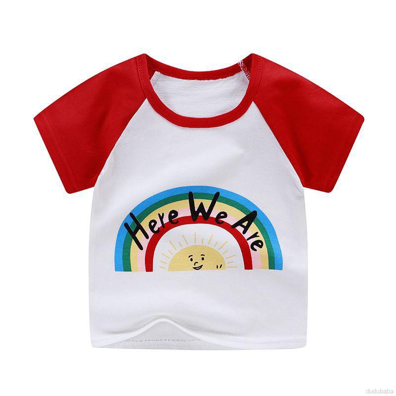 Áo thun cotton tay ngắn in họa tiết hoạt hình mùa hè cho bé 0-4 tuổi