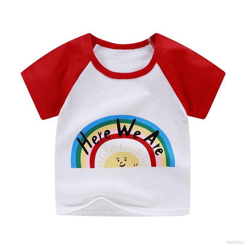 【dudubaba】Boys Girl Summer Cotton Cartoon Print Short Sleeve Casual T-shirt 0~4 Years Old