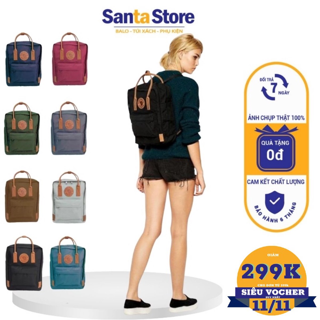 Balo thời trang nam nữ Hàn Quốc SANTA STORE KKN2 quai da đi học đựng Laptop, sách vở kiểu basic vải chống nước cao cấp -