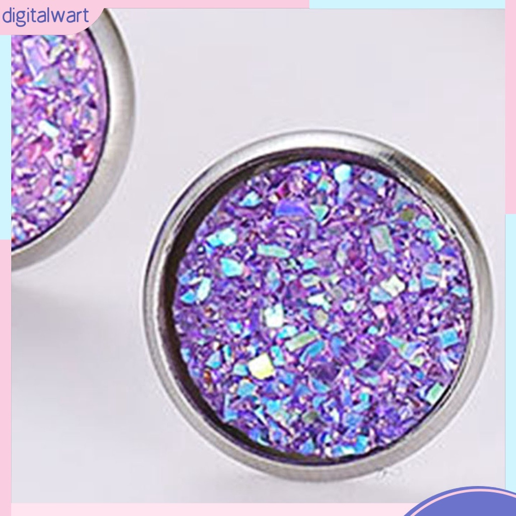 1 Đôi Khuyên Tai Tròn Đính Đá Nhiều Màu Bằng Thép Không Gỉ