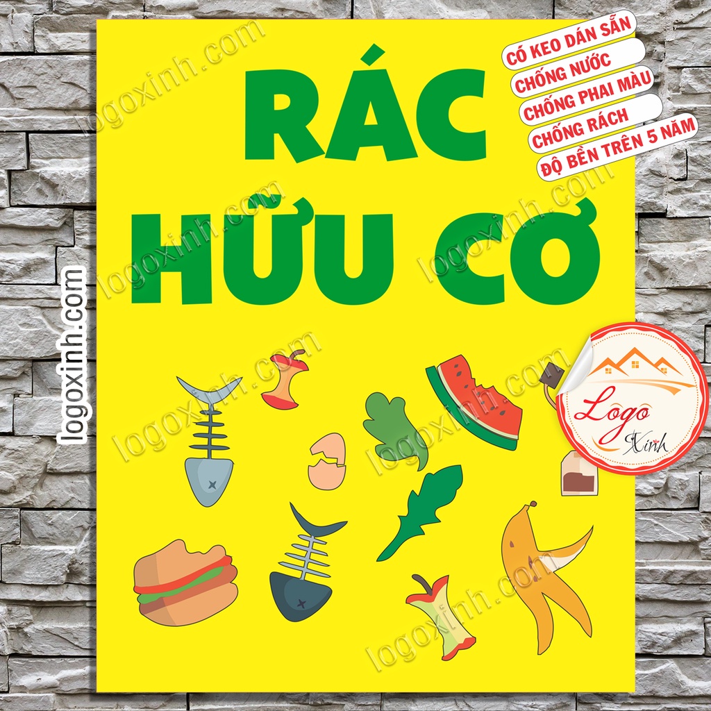 LOGO TEM STICKER BẢNG PHÂN LOẠI CHẤT THẢI, PHÂN LOẠI RÁC THẢI ĐỂ BẢO VỆ MÔI TRƯỜNG, PHÂN LOẠI VÀ TÁI CHẾ TÀI NGUYÊN RÁC