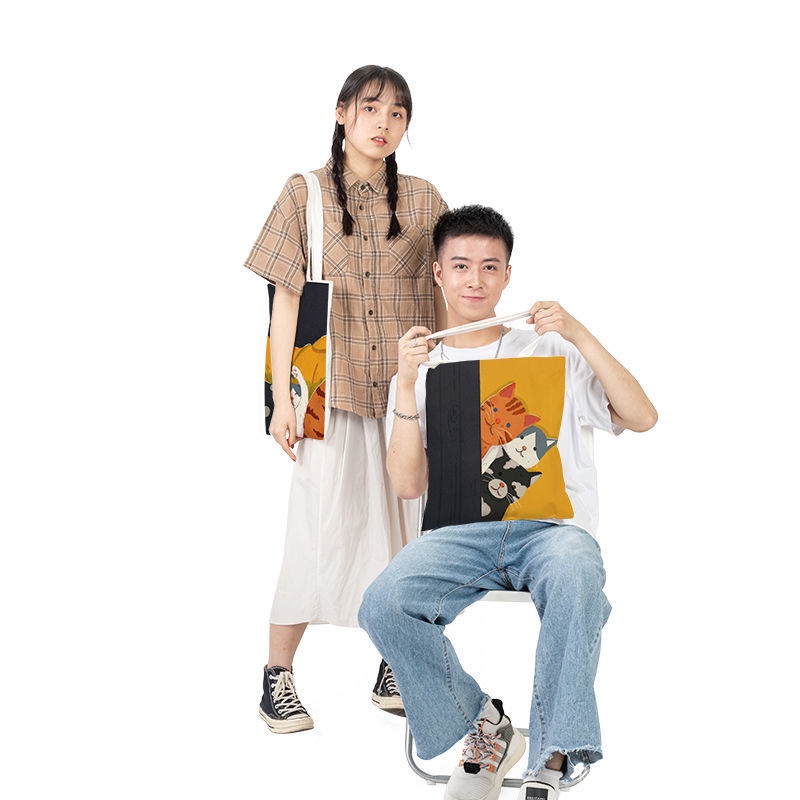 Túi tote canvas họa tiết mèo xinh xắn