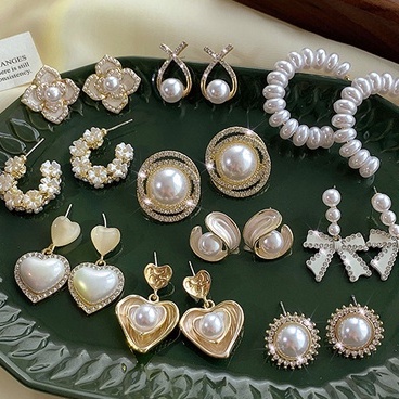 Set 5 Khuyên Tai Đính Hạt Ngọc Trai Phong Cách Hàn Quốc Mới 2023