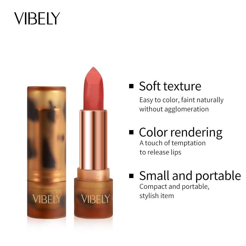 [Hàng mới về] Son lì Vibely thiết kế màu hổ phách thời trang không phai màu không dính thành cốc