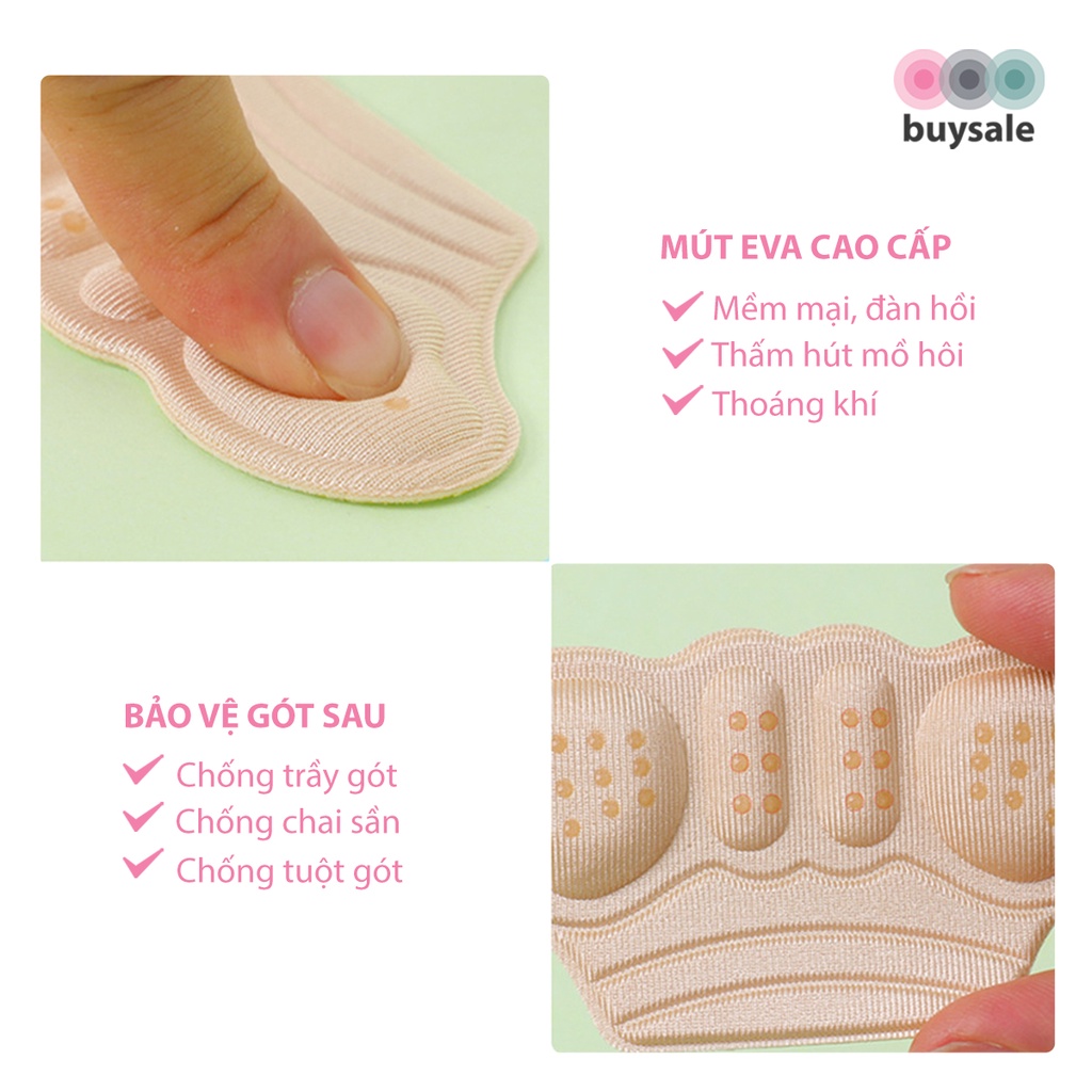 Lót giày bảo vệ gót chân, giảm size chất liệu EVA cao cấp có ép hạt silicone BuySales - BSPK275