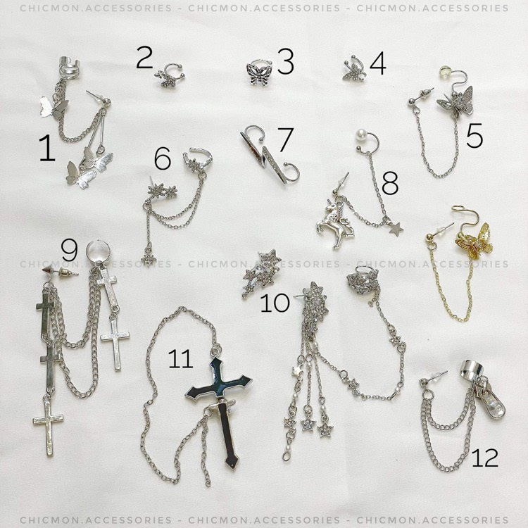 Các mẫu khuyên tai Earcup thời trang nam nữ bán lẻ phong cách Hàn Quốc